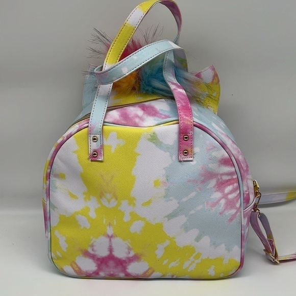 Under‎ One Sky Pastel Tie Dye Princess Unicorn with Poms Pointed Ears Purse Bag - Picture 4 of 10
